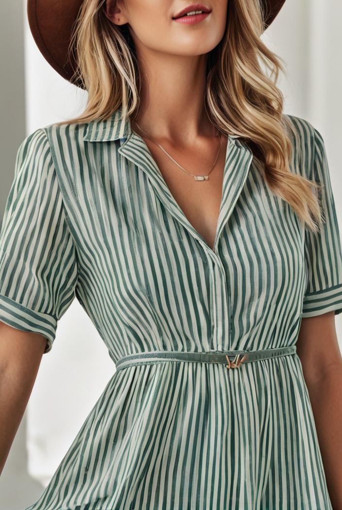 fashion striped temperament midi dress 115742