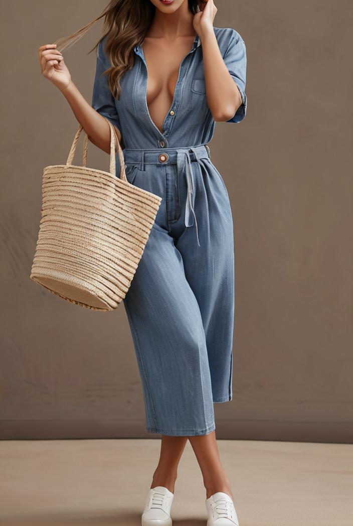 loose large size deep v button shirt dress 123588