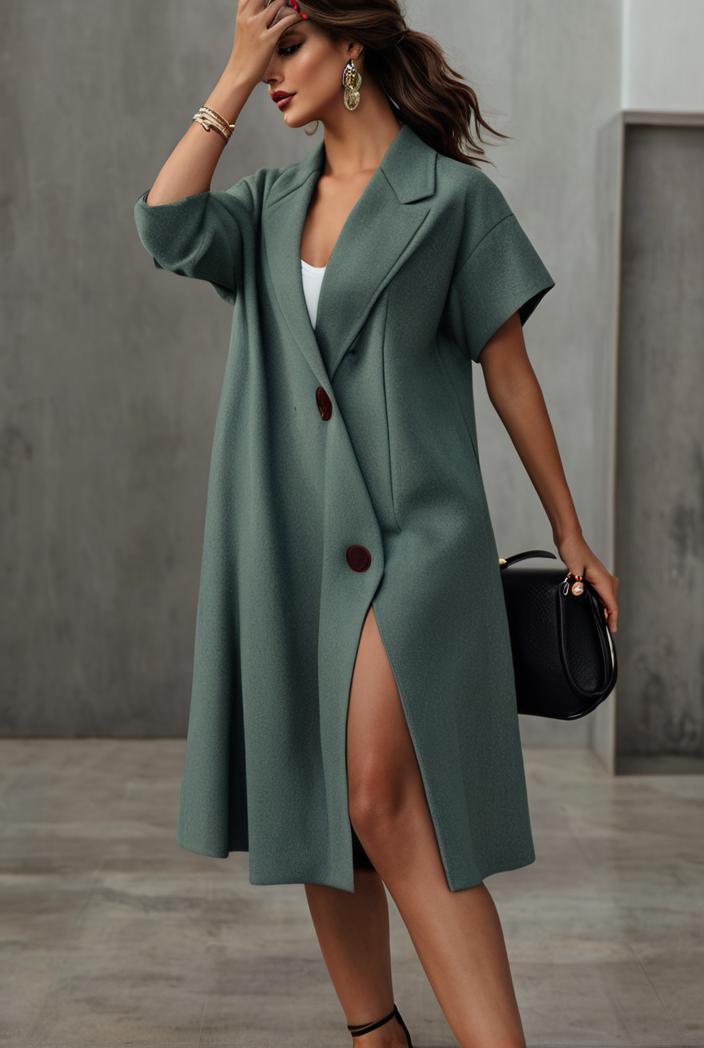 loose large size deep v button shirt dress 123621