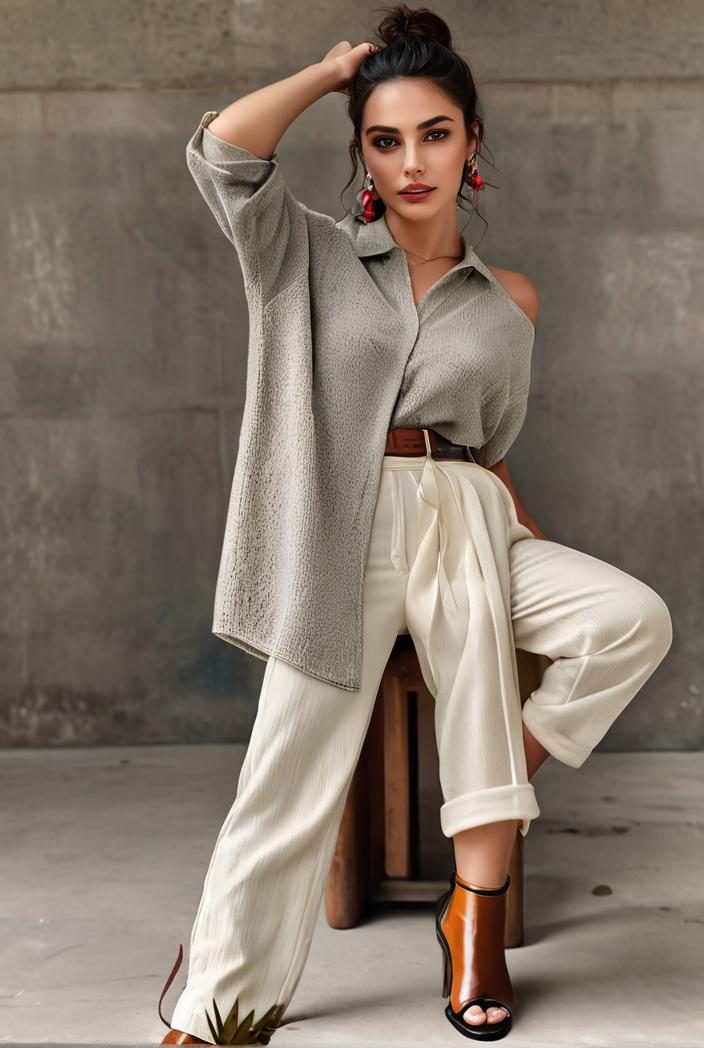 loose large size deep v button shirt dress 123635
