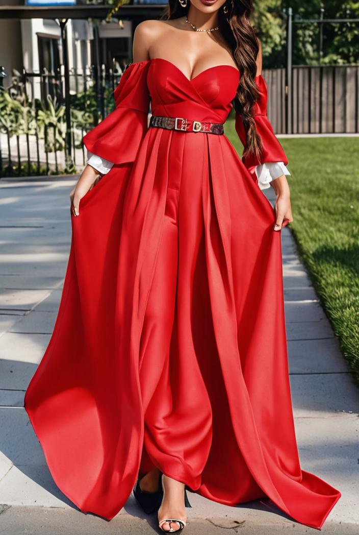 v neck long sleeve pleated dress 110936