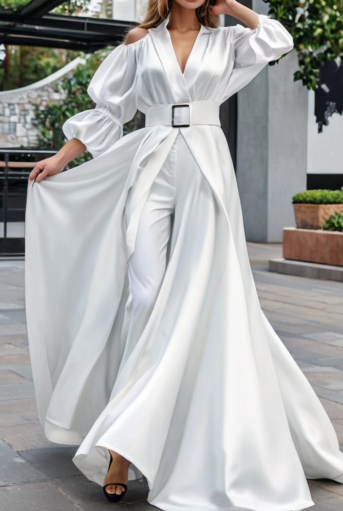 v neck long sleeve pleated dress 110941