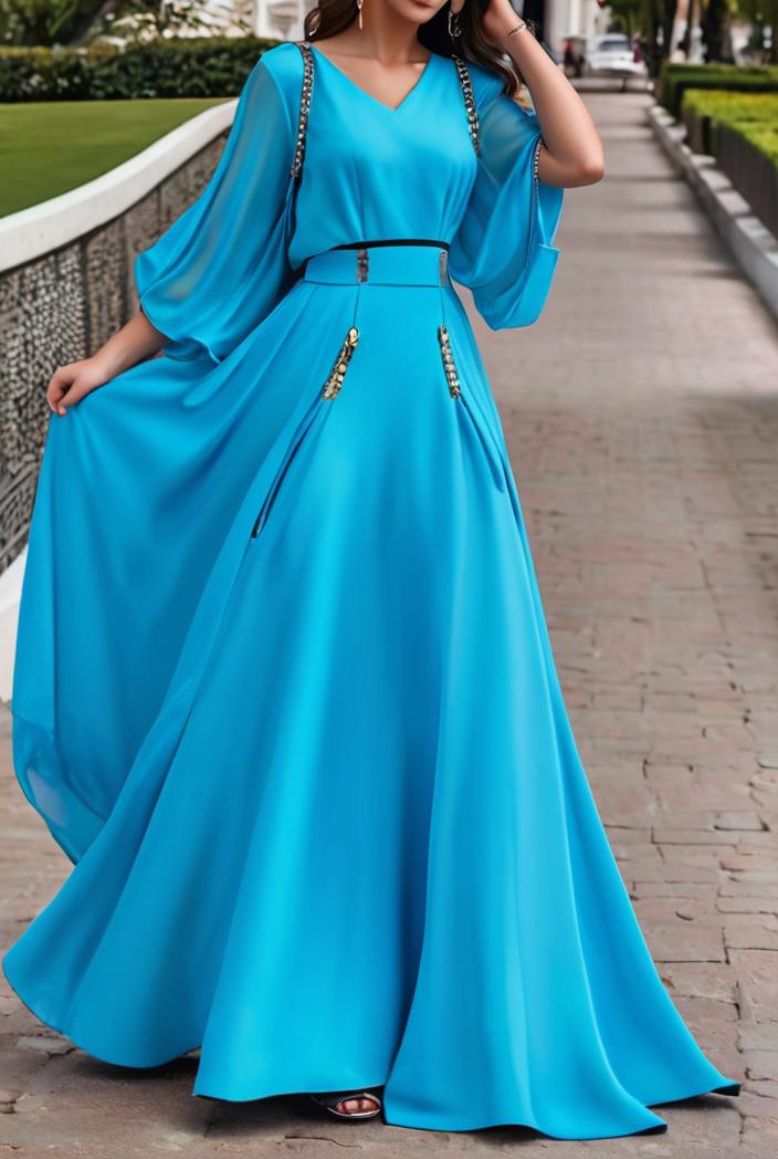 v neck long sleeve pleated dress 110957