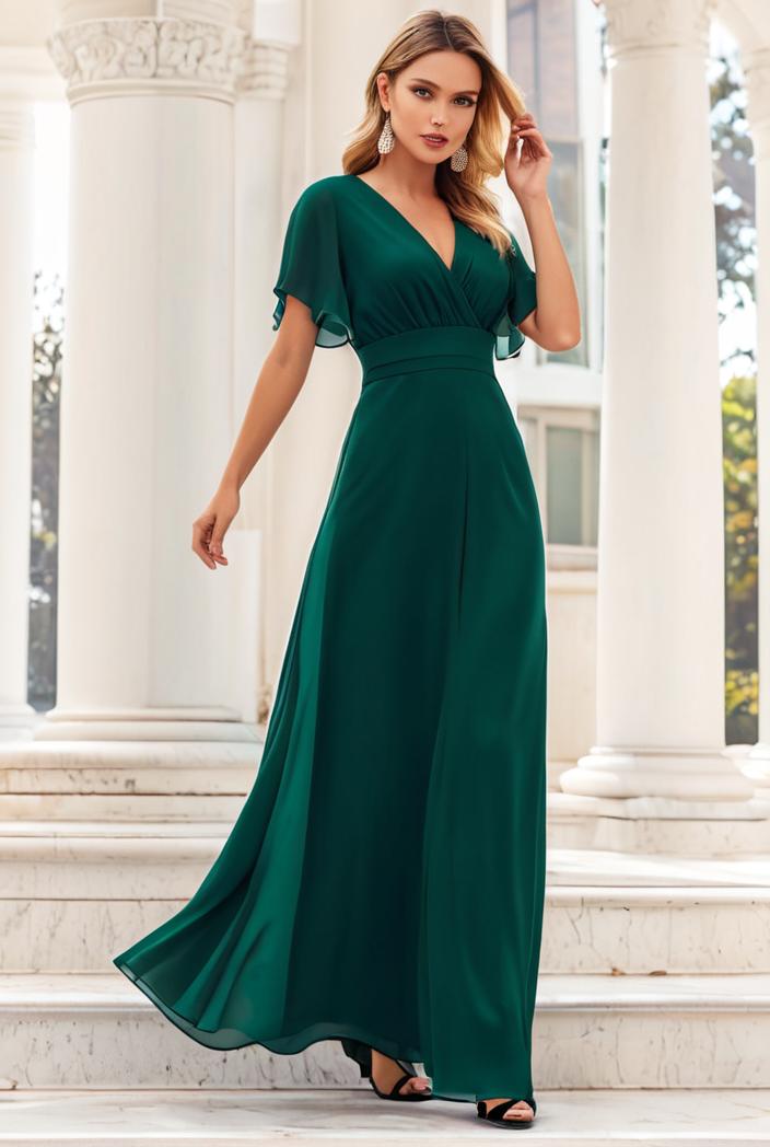 women s a line empire waist maxi chiffon evening dress 114631