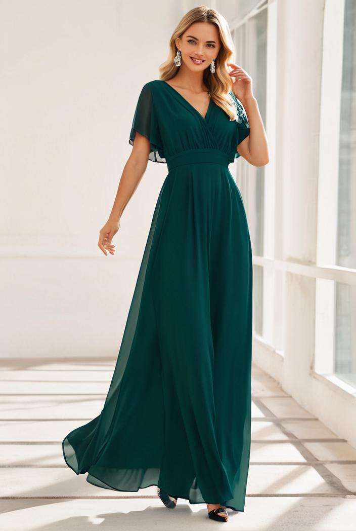 women s a line empire waist maxi chiffon evening dress 114632