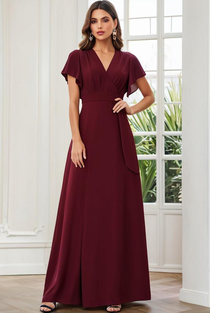 women s a line empire waist maxi chiffon evening dress 114642