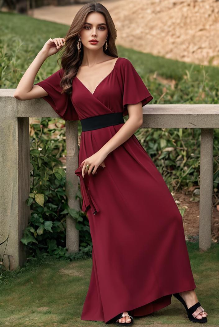 women s a line empire waist maxi chiffon evening dress 114670
