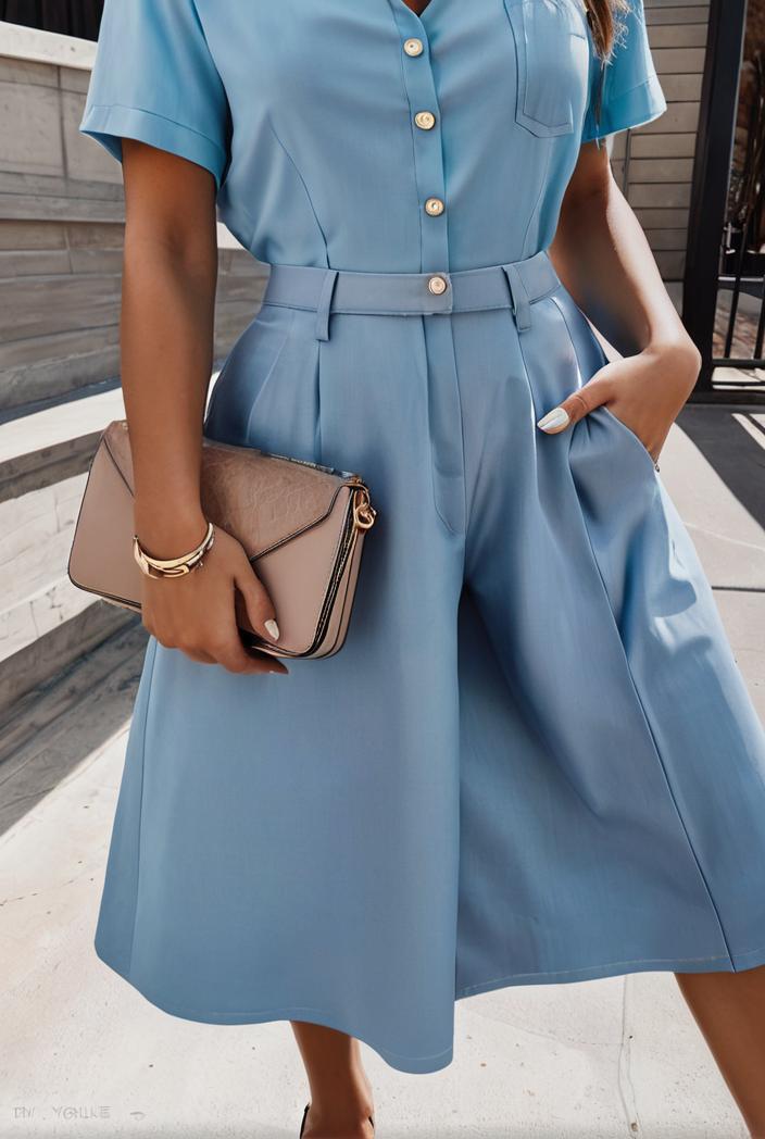 a line flap pockets rolled sleeve v neck casual lapel denim maxi dresses 122407