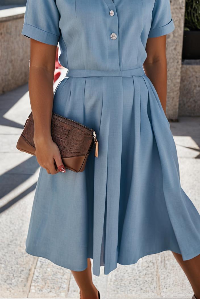 a line flap pockets rolled sleeve v neck casual lapel denim maxi dresses 122409