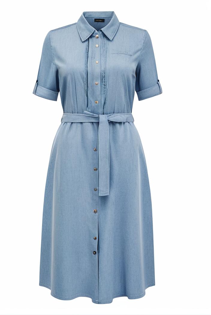 a line flap pockets rolled sleeve v neck casual lapel denim maxi dresses 122414