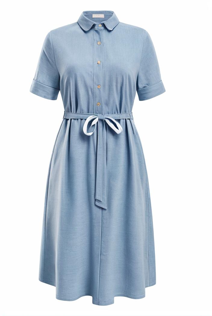 a line flap pockets rolled sleeve v neck casual lapel denim maxi dresses 122415