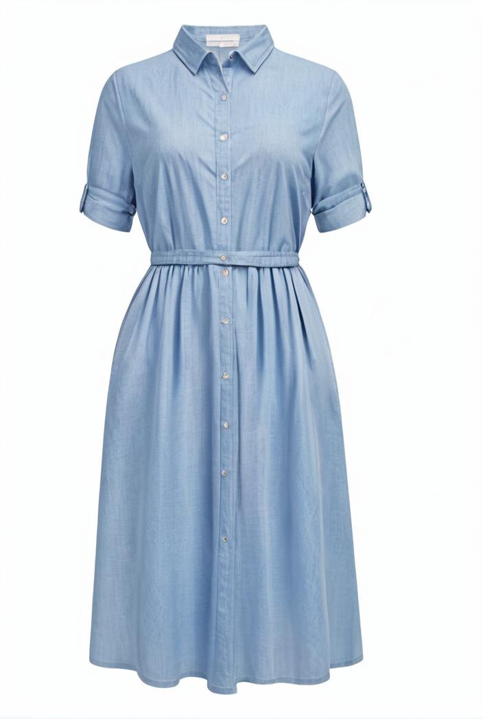 a line flap pockets rolled sleeve v neck casual lapel denim maxi dresses 122416