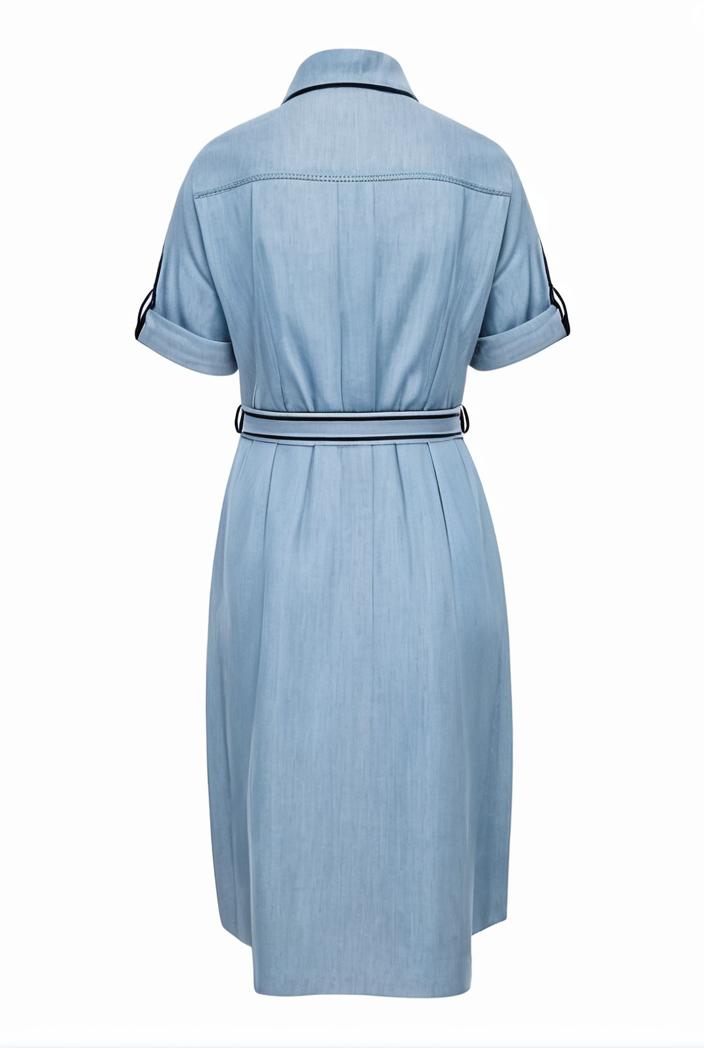 a line flap pockets rolled sleeve v neck casual lapel denim maxi dresses 122421
