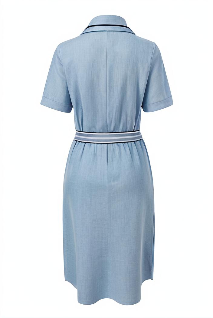a line flap pockets rolled sleeve v neck casual lapel denim maxi dresses 122423