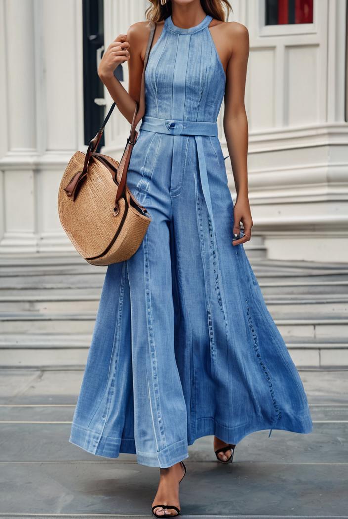boho print halterneck sleeveless dress 123365