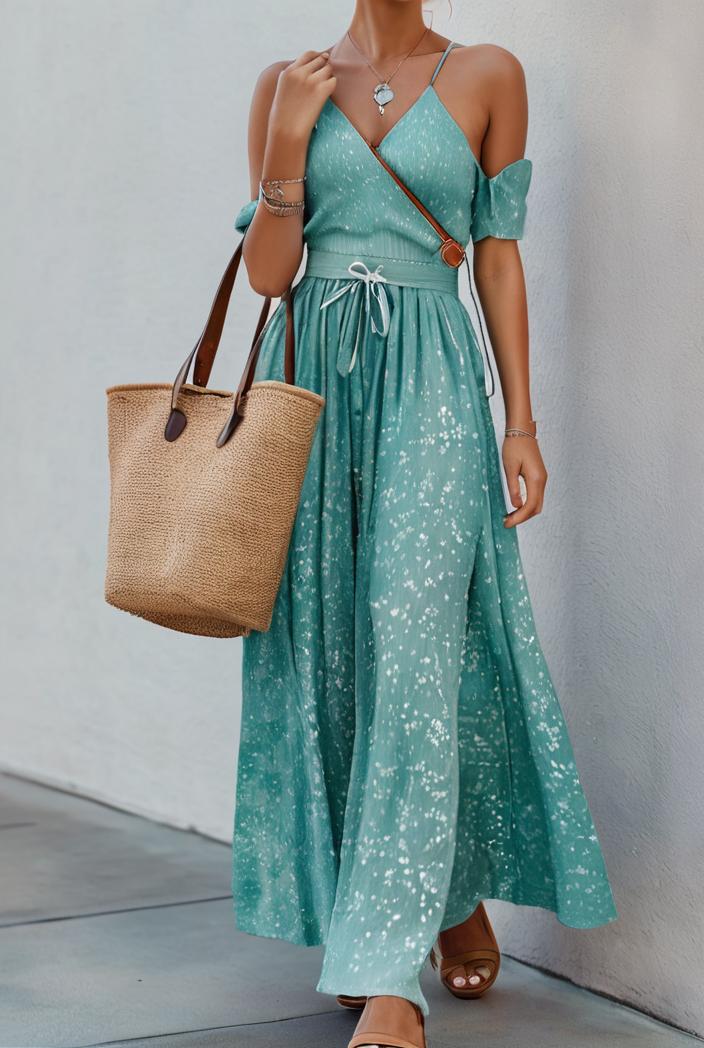 boho print halterneck sleeveless dress 123375