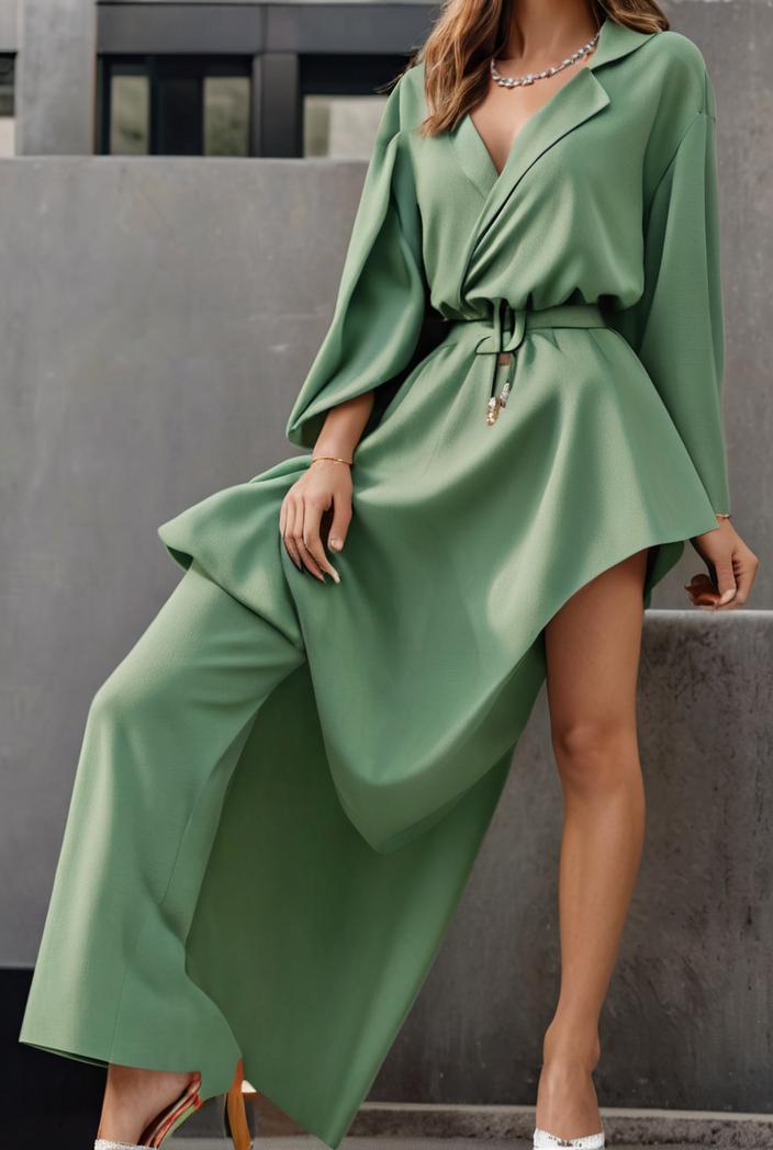 casual v neck long sleeve dress 102722