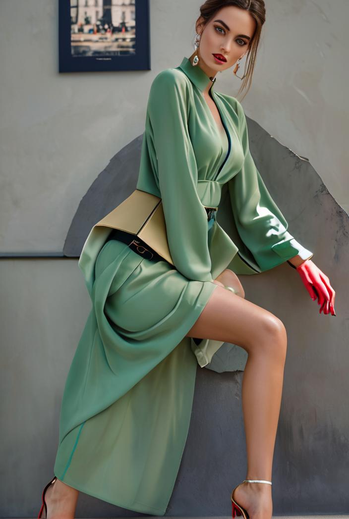 casual v neck long sleeve dress 102726