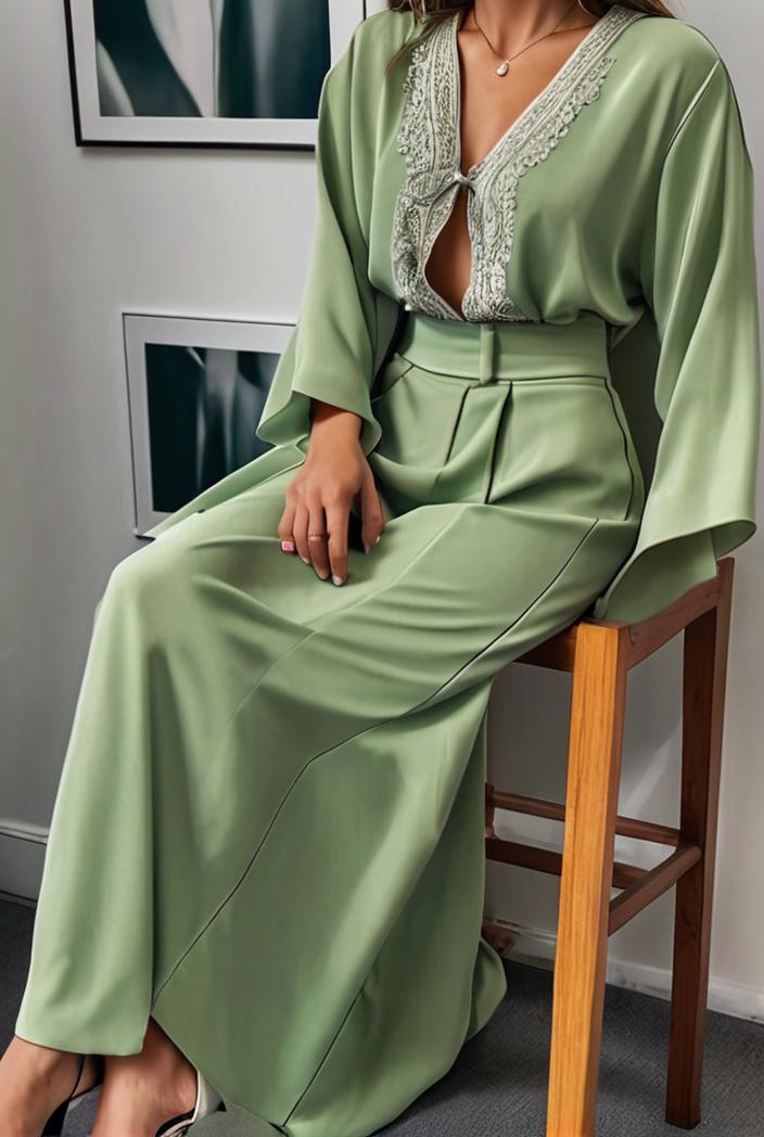 casual v neck long sleeve dress 102729