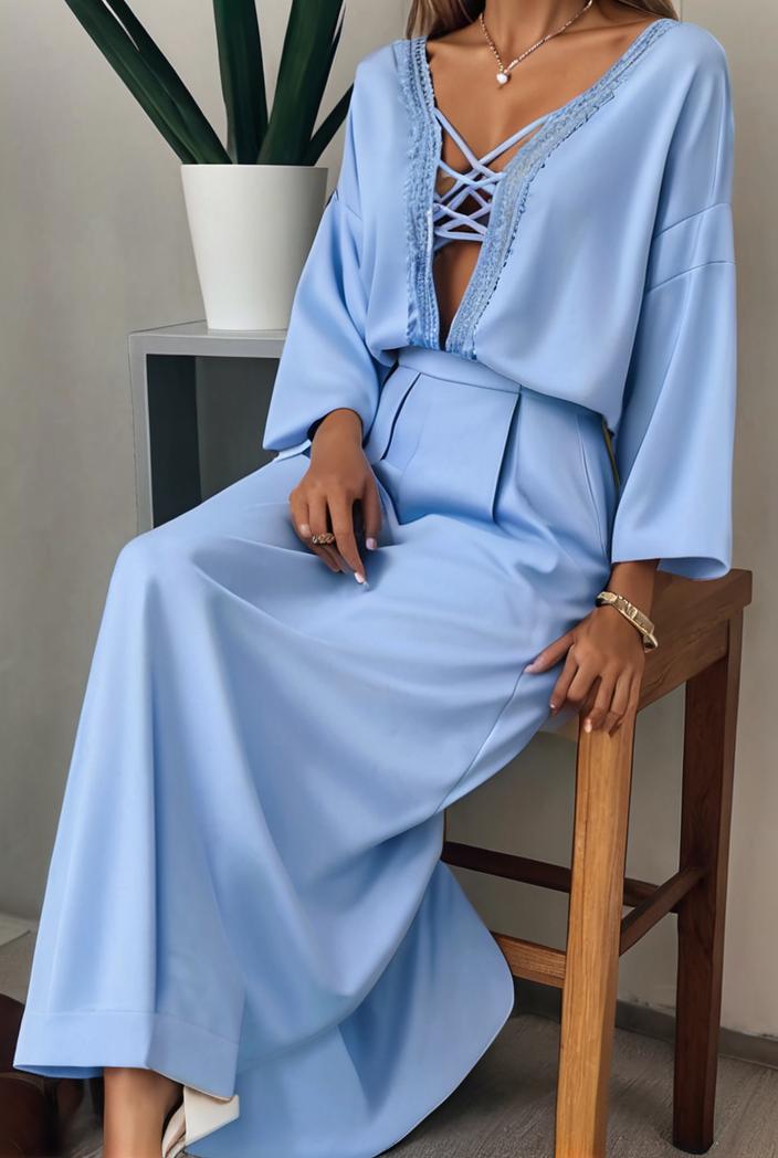casual v neck long sleeve dress 102735