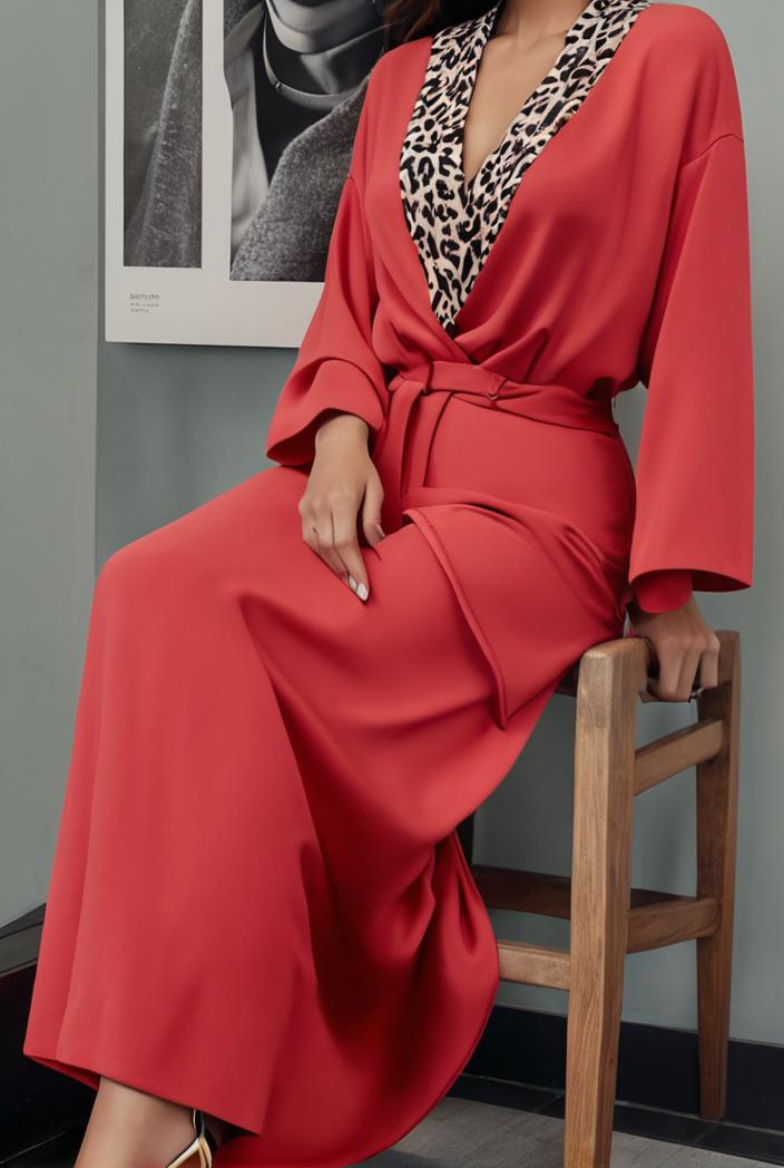 casual v neck long sleeve dress 102737