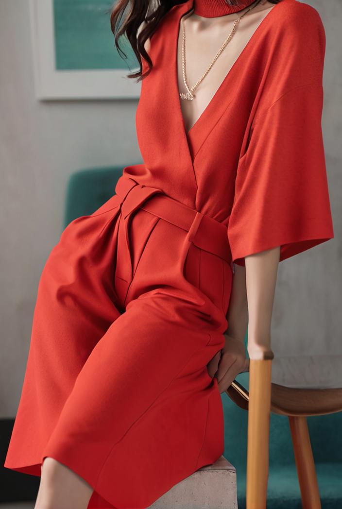 casual v neck long sleeve dress 102742