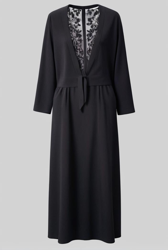 casual v neck long sleeve dress 102745