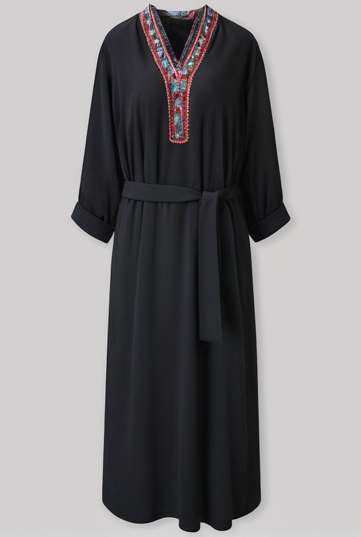 casual v neck long sleeve dress 102752