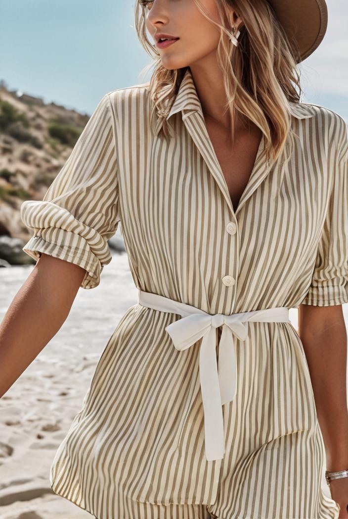 fashion striped temperament midi dress 112764