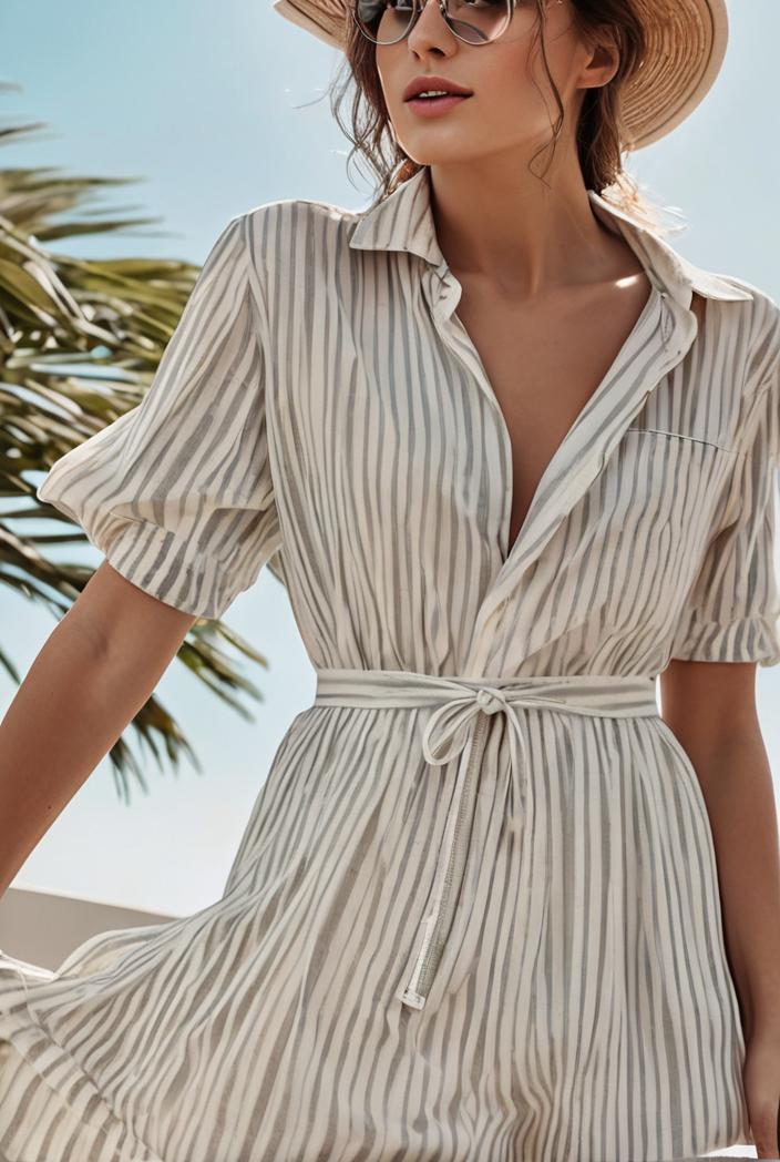 fashion striped temperament midi dress 112768