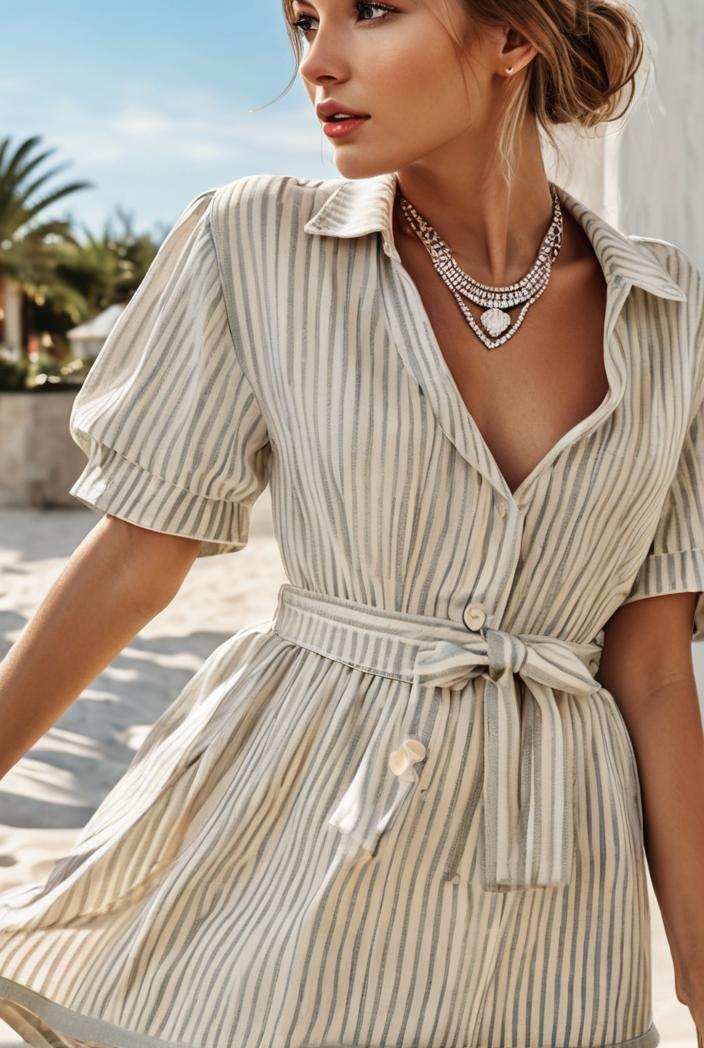 fashion striped temperament midi dress 112769