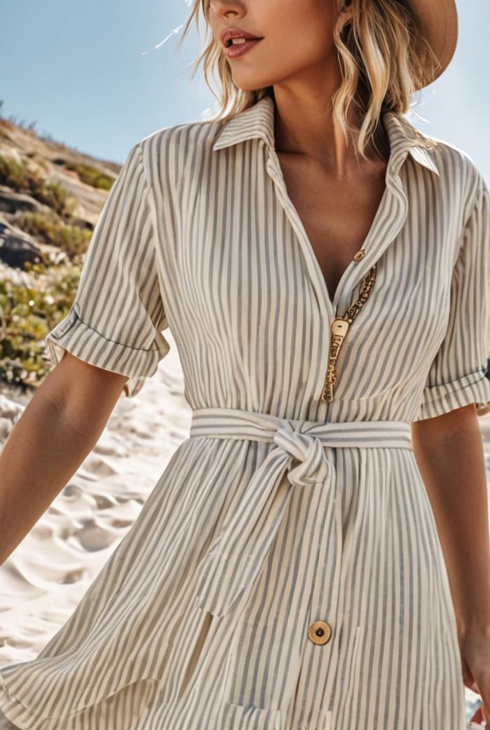 fashion striped temperament midi dress 112770