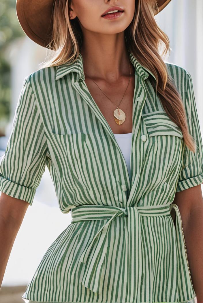 fashion striped temperament midi dress 112788