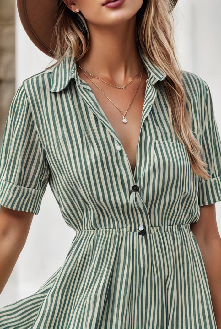 fashion striped temperament midi dress 112791