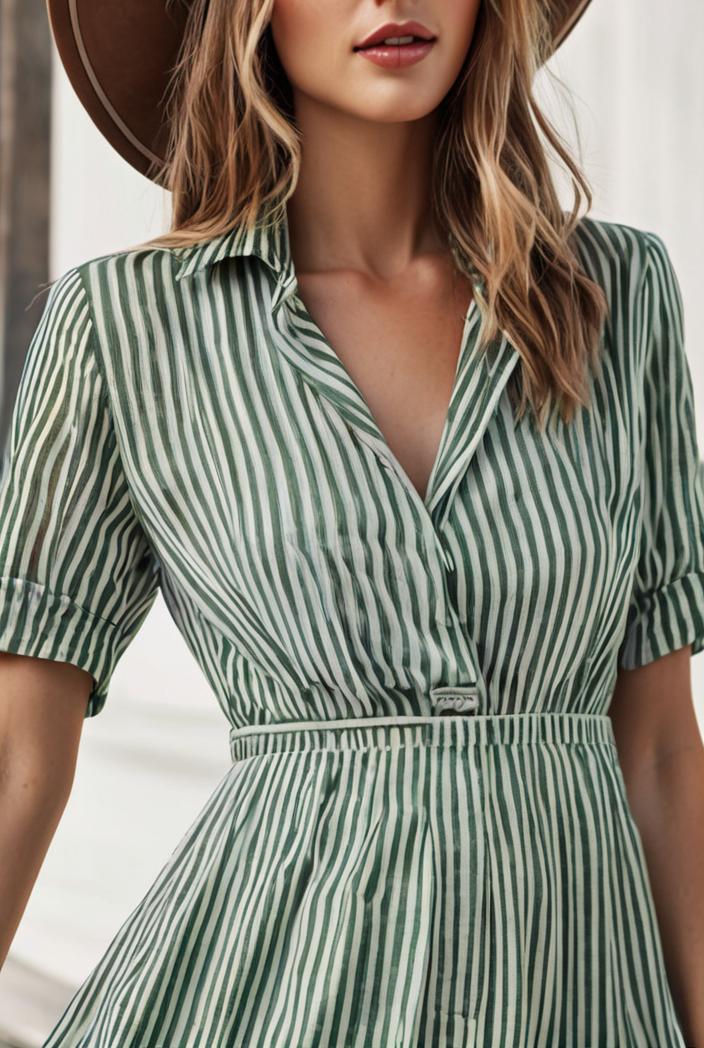 fashion striped temperament midi dress 112794