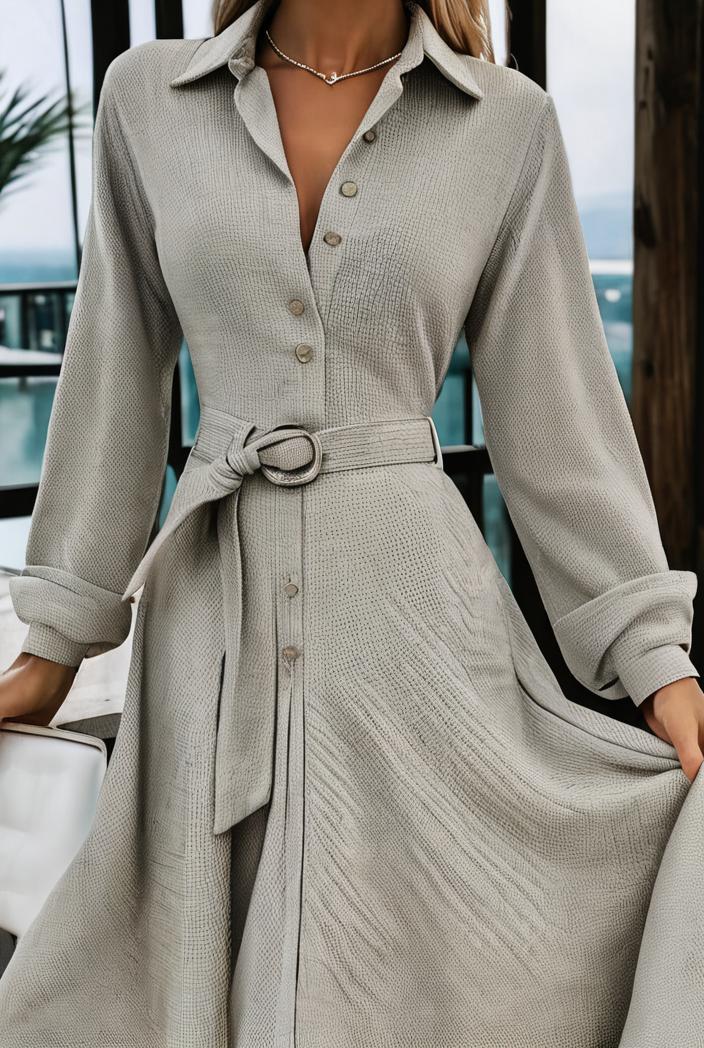 fashion v neck printed long sleeve midi dress 113185