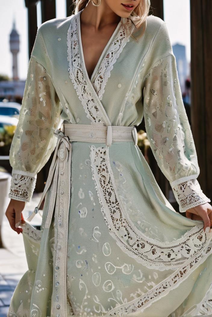 fashion v neck printed long sleeve midi dress 113186