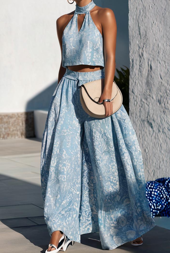 floral print halter bohemian long skirt 113674