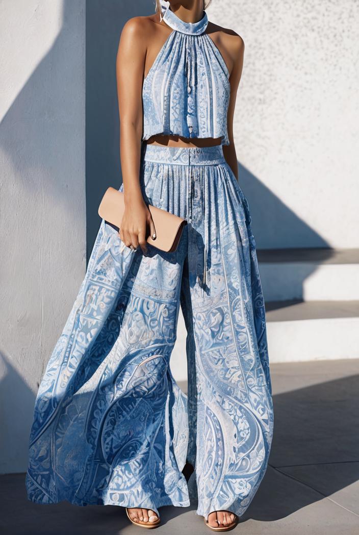 floral print halter bohemian long skirt 113677