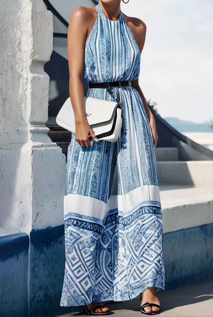 floral print halter bohemian long skirt 113678