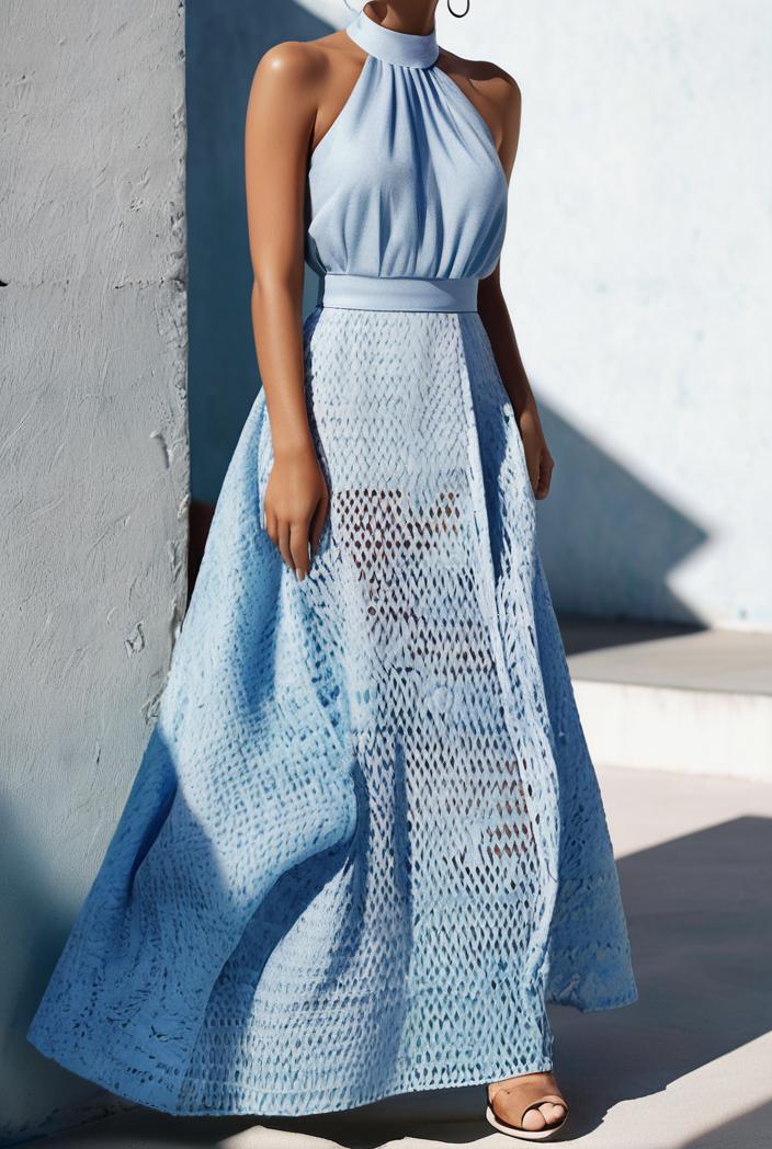 floral print halter bohemian long skirt 113679