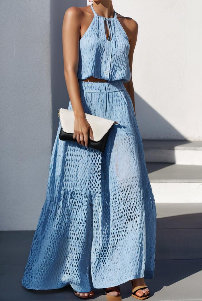 floral print halter bohemian long skirt 113680