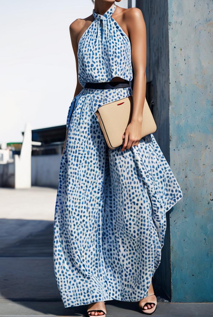floral print halter bohemian long skirt 113686