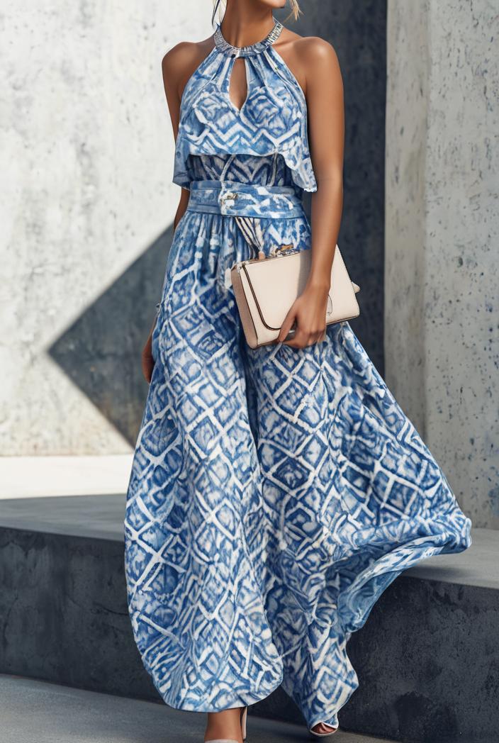 floral print halter bohemian long skirt 113689