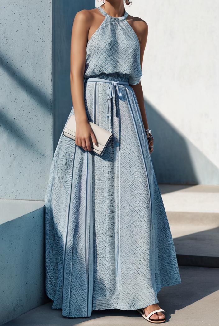 floral print halter bohemian long skirt 113697