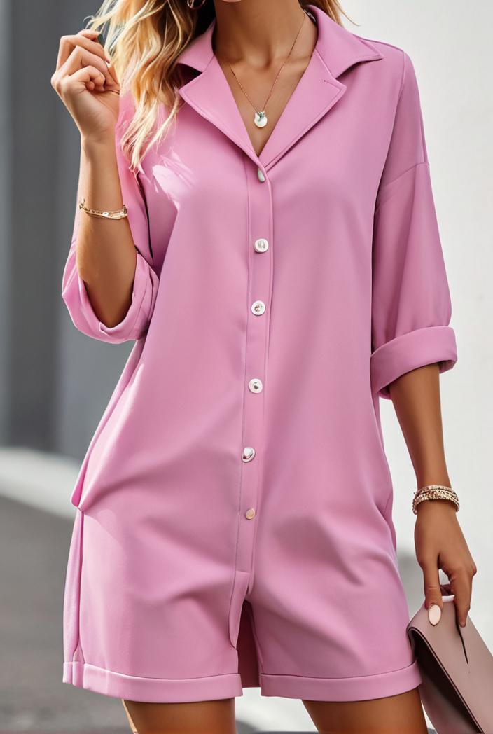 solid color loose fashion v neck mini dress 146280