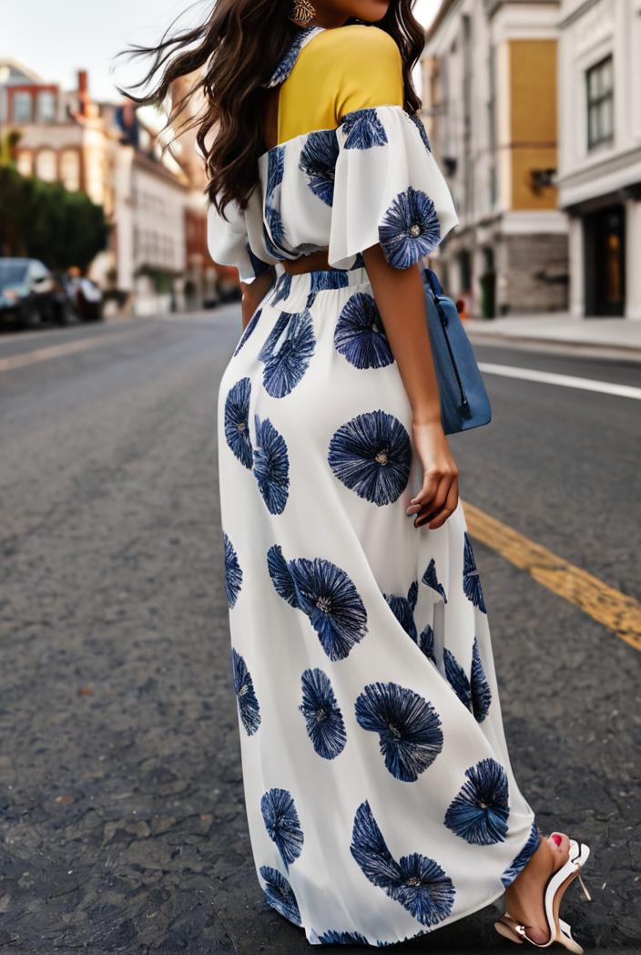 fashion print frilled off shoulder flared jumpsuit 134522