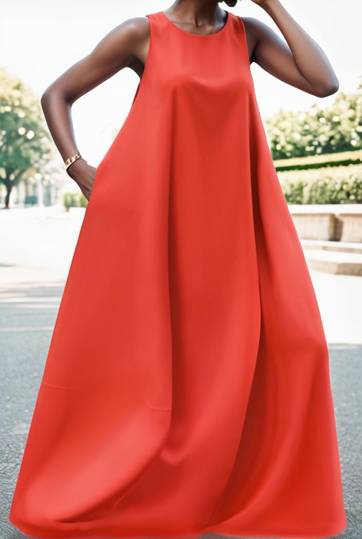 solid halter neck open back sleeveless dress 144194