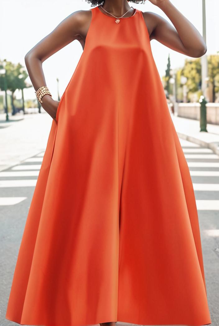 solid halter neck open back sleeveless dress 144195