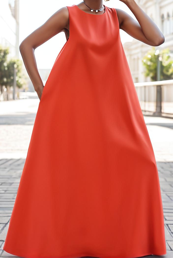 solid halter neck open back sleeveless dress 144196